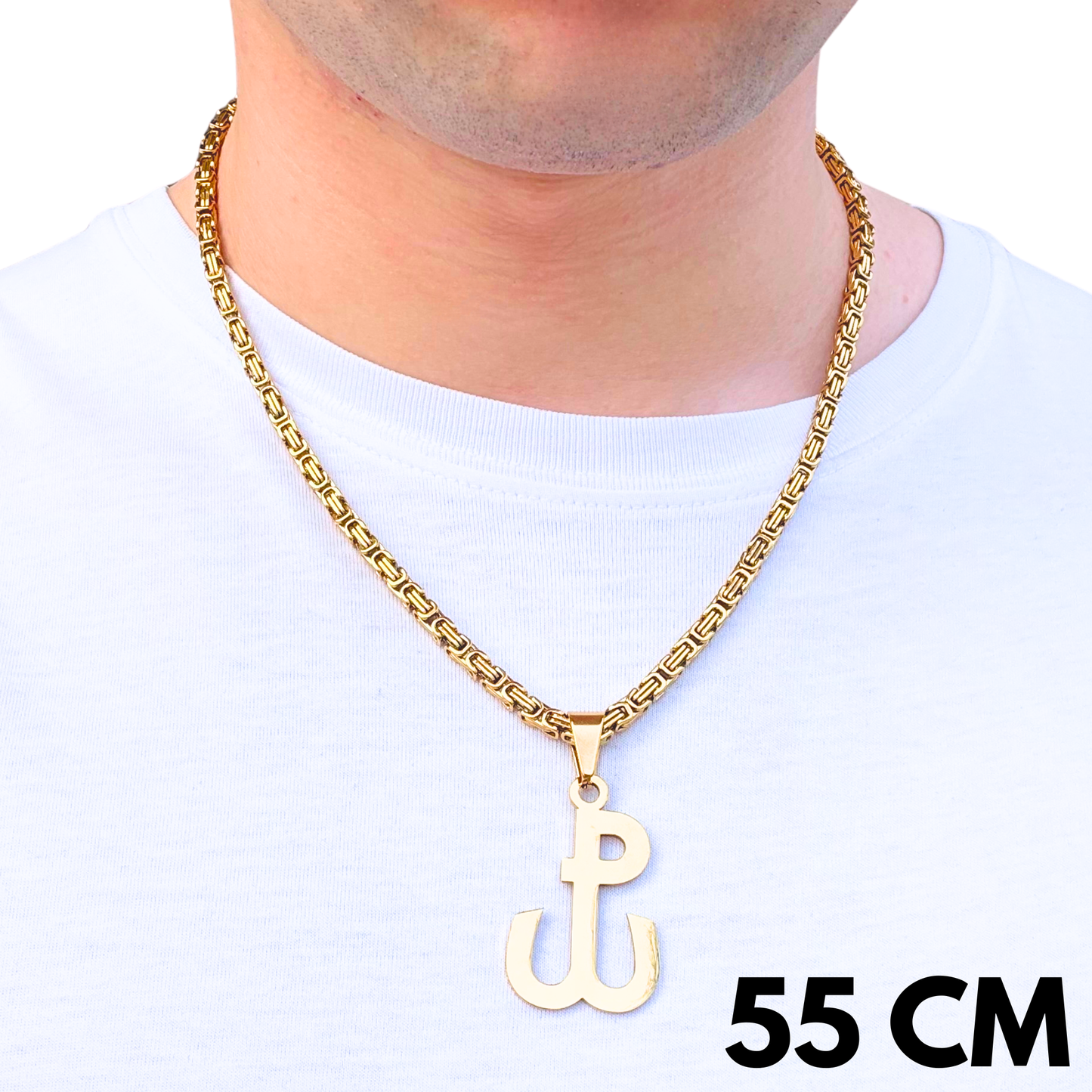 SET - Gold Royal Chain 4mm + Fighting Poland Pendant Gold