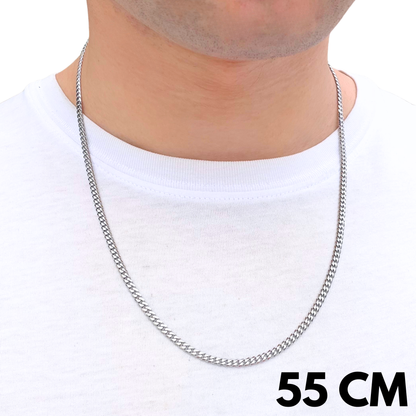 White Gold Cuban Chain - 3mm