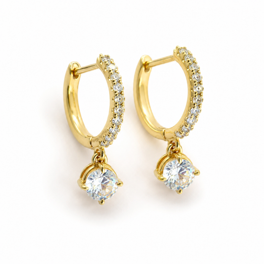 Women's Gold S925 Cubic Zirconia Hoop Earrings