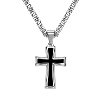 Black Cross Pendant White Gold