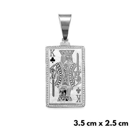 King Card Pendant White Gold