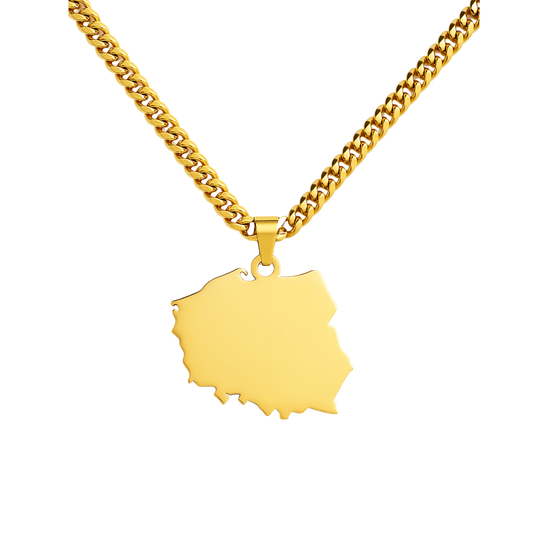Map of Poland Pendant Gold