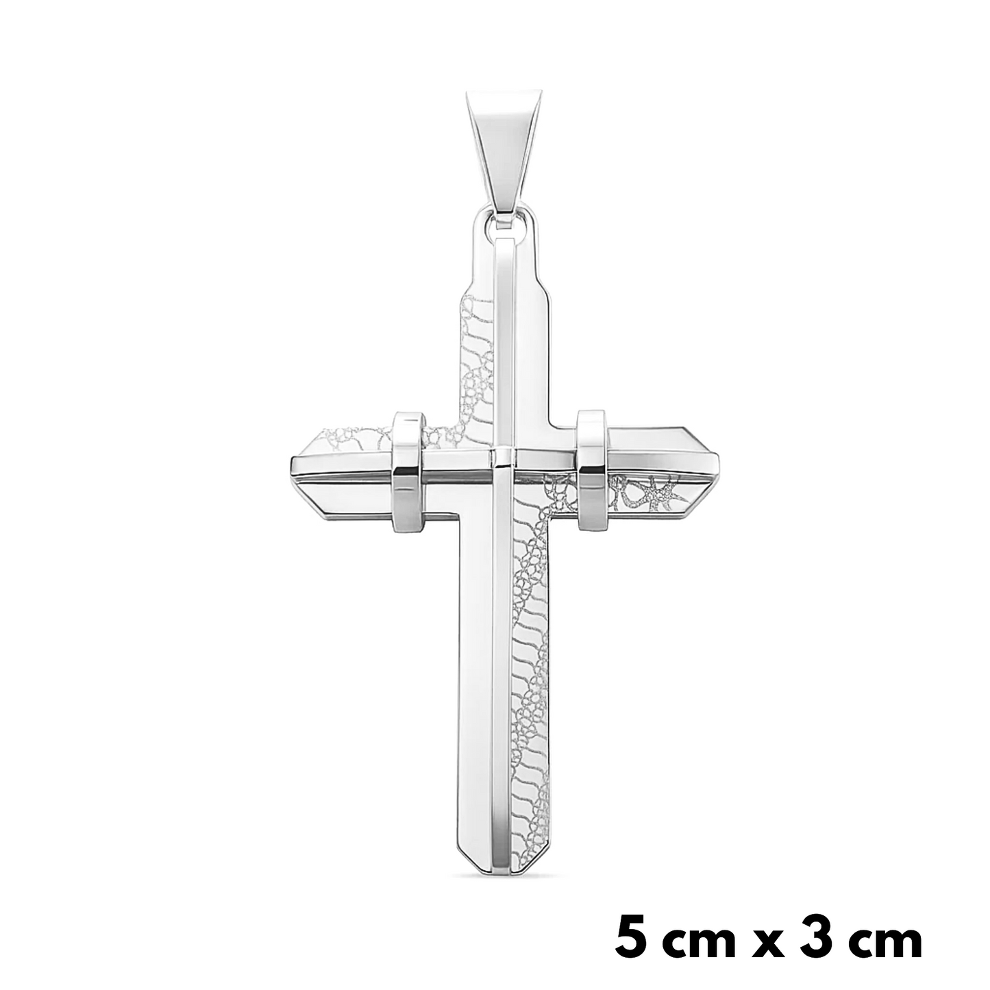 SET - Rope Chain 4mm + Modern Cross Pendant White Gold