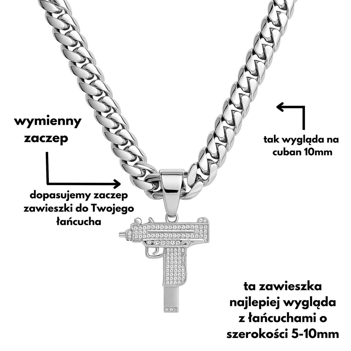 UZI Pendant White Gold