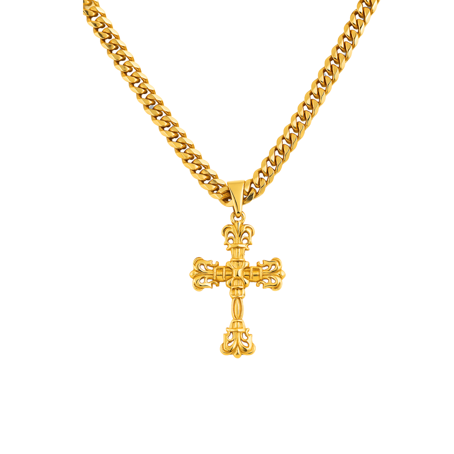 Baroque Cross Pendant Gold