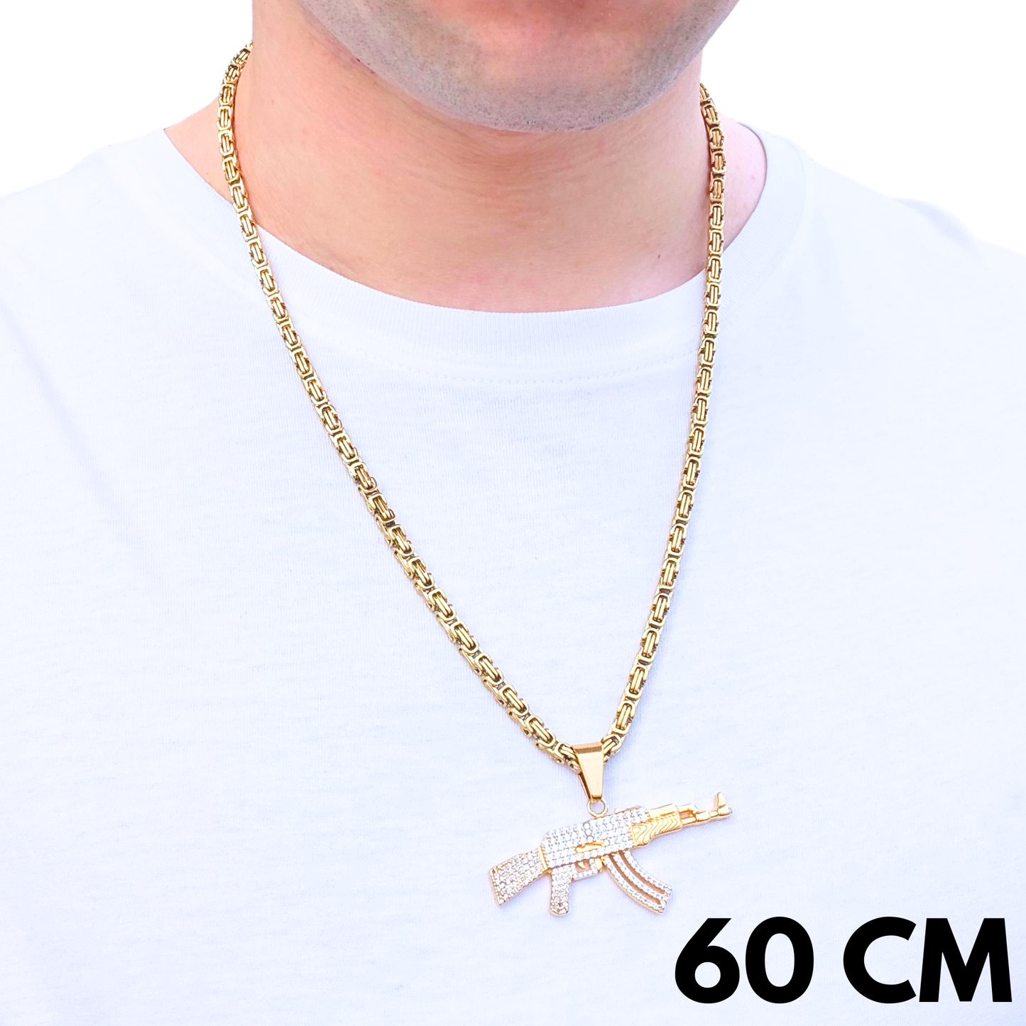 SET - Gold Royal Chain 4mm + AK Pendant Gold