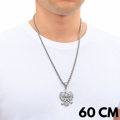 SET - Rope Chain 4mm + Eagle Pendant White Gold