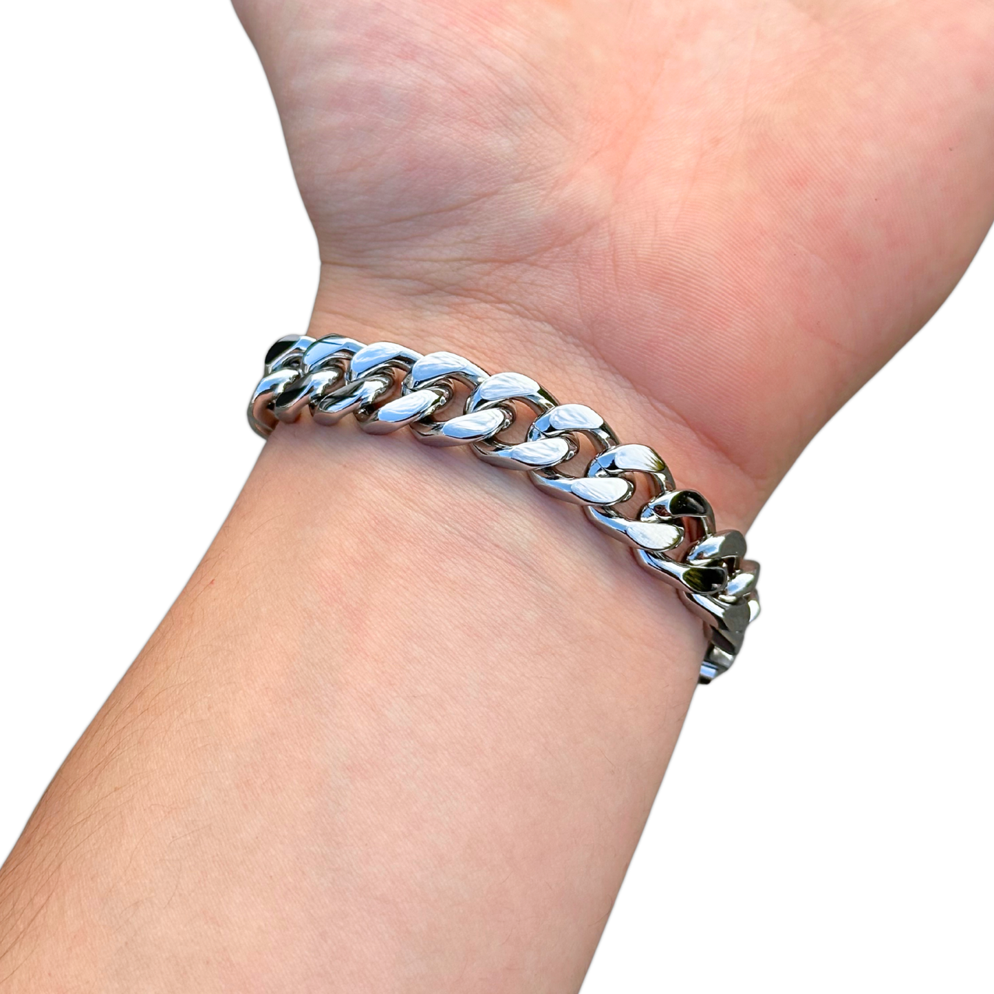 White Gold Cuban Bracelet - 12mm