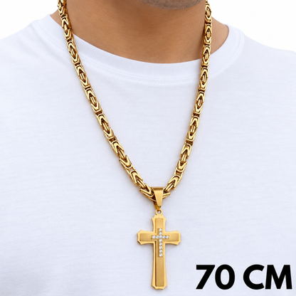 SET - Gold Imperial Chain 6mm + Royal Cross Pendant Gold
