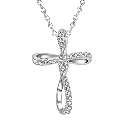 Women's S925 Moissanite Oval Cross Necklace - 0.192ct