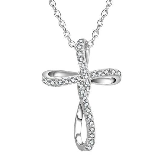 Women's S925 Moissanite Oval Cross Necklace - 0.192ct