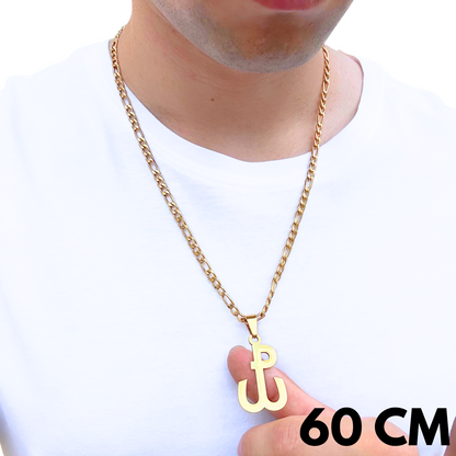 SET - Gold Figaro Chain 5mm + Fighting Poland Pendant Gold