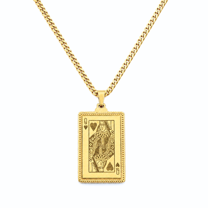 Queen Card Pendant Gold