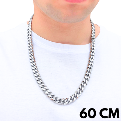 White Gold Cuban Chain - 12mm