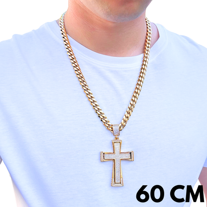 SET - Gold Cuban Chain 10mm + Imperial Cross Pendant Gold