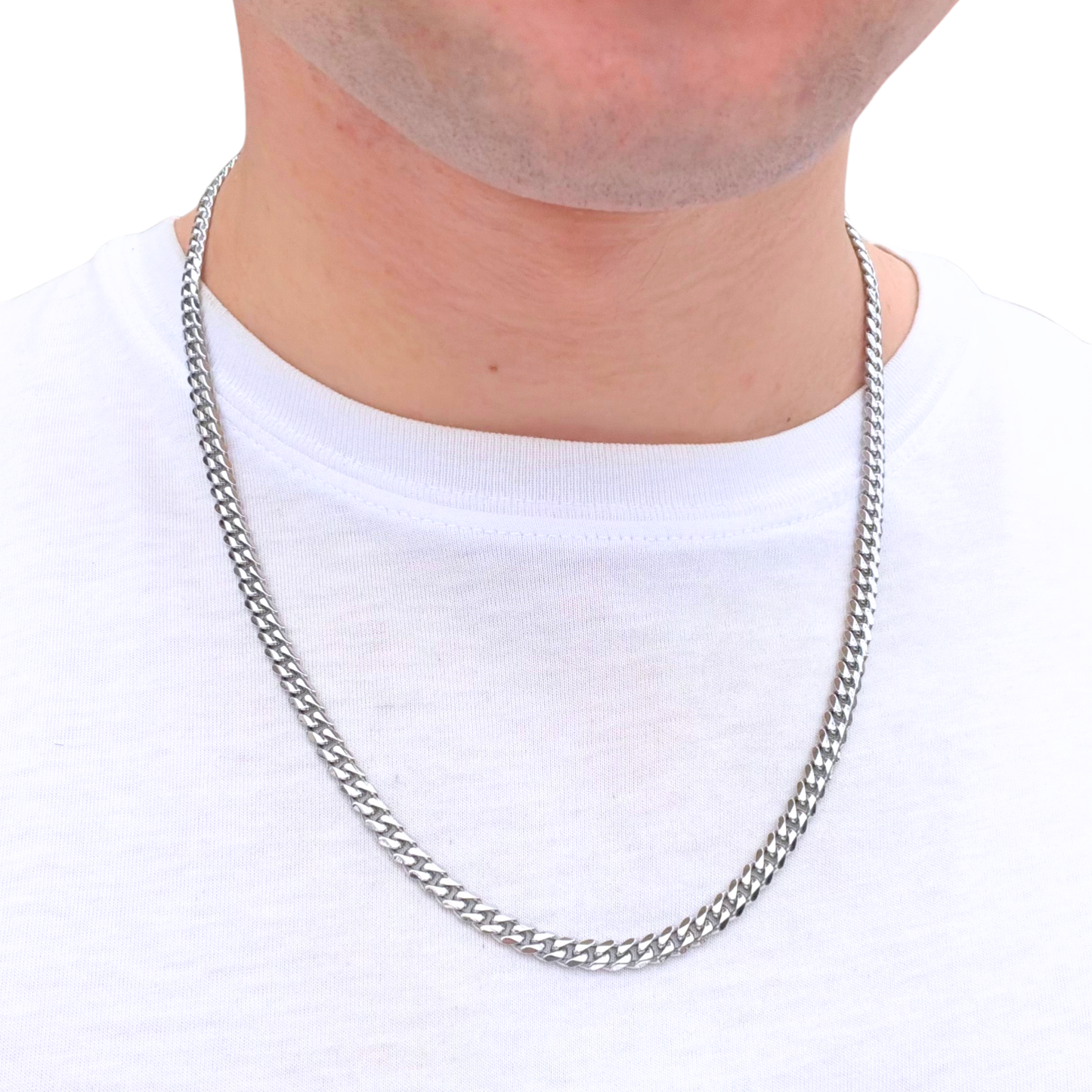 White Gold Cuban Chain - 5mm