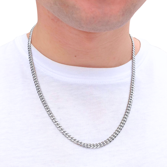 White Gold Cuban Chain - 5mm
