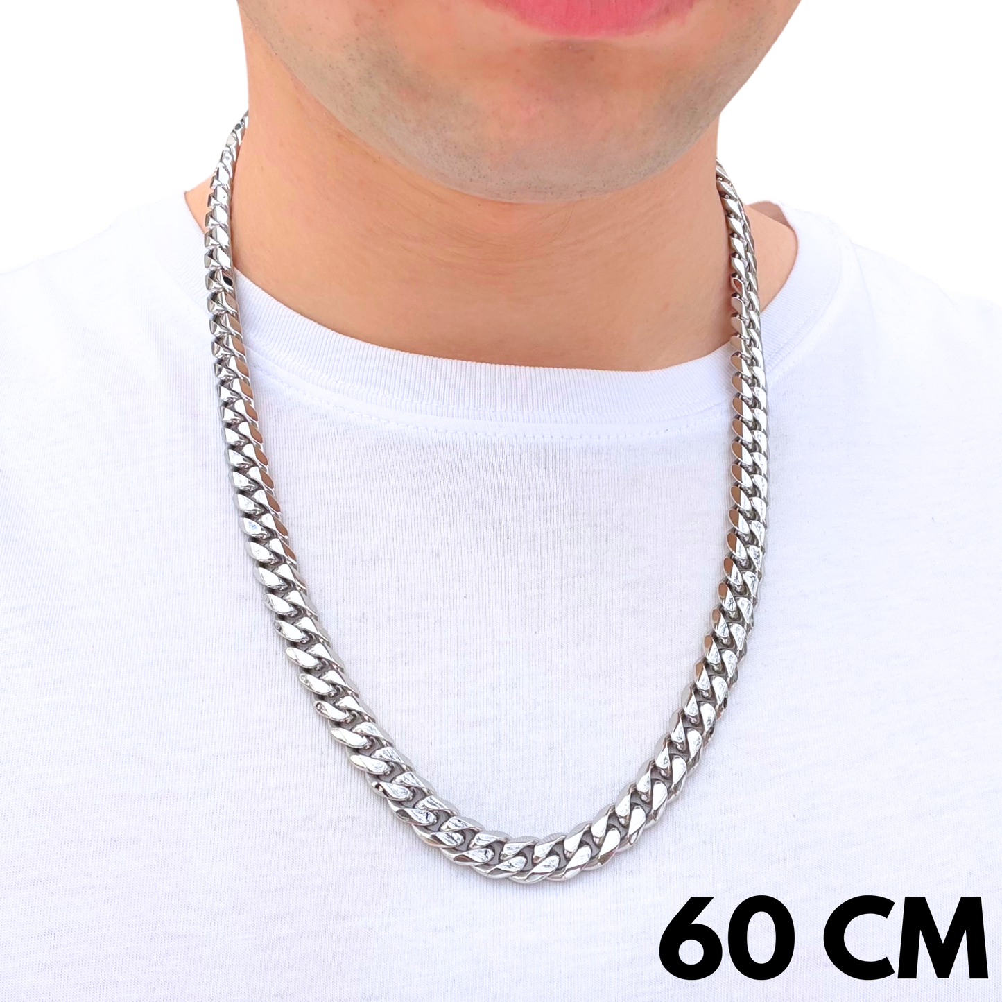 White Gold Cuban Chain - 10mm