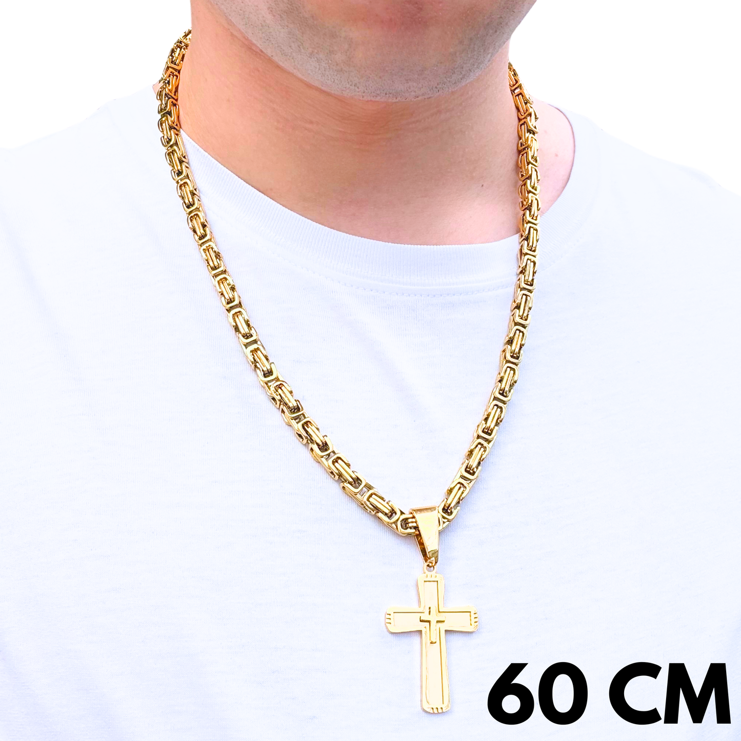SET - Gold Royal Chain 6mm + Monarch's Cross Pendant Gold