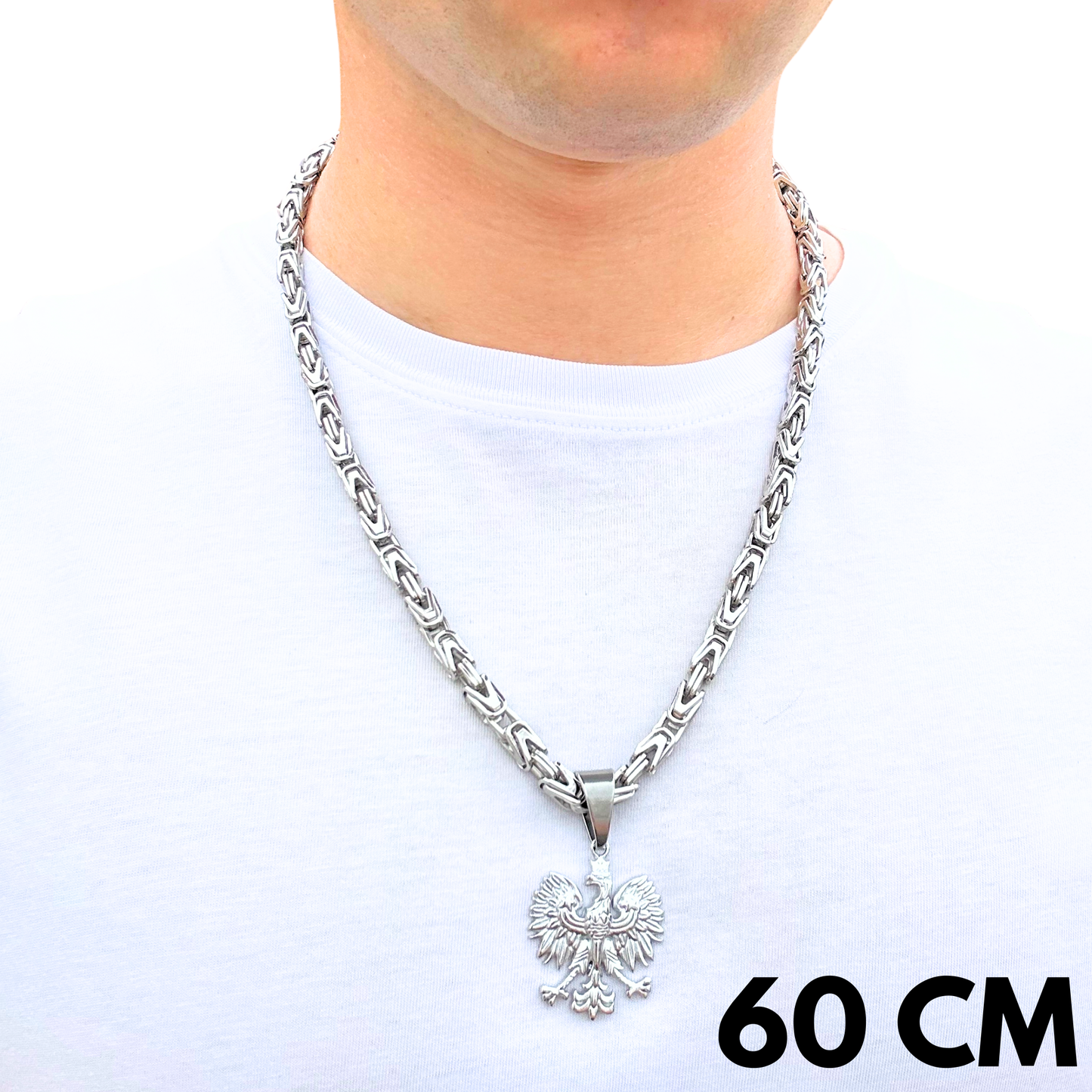 SET - White Gold Imperial Chain 6mm + Eagle Pendant White Gold