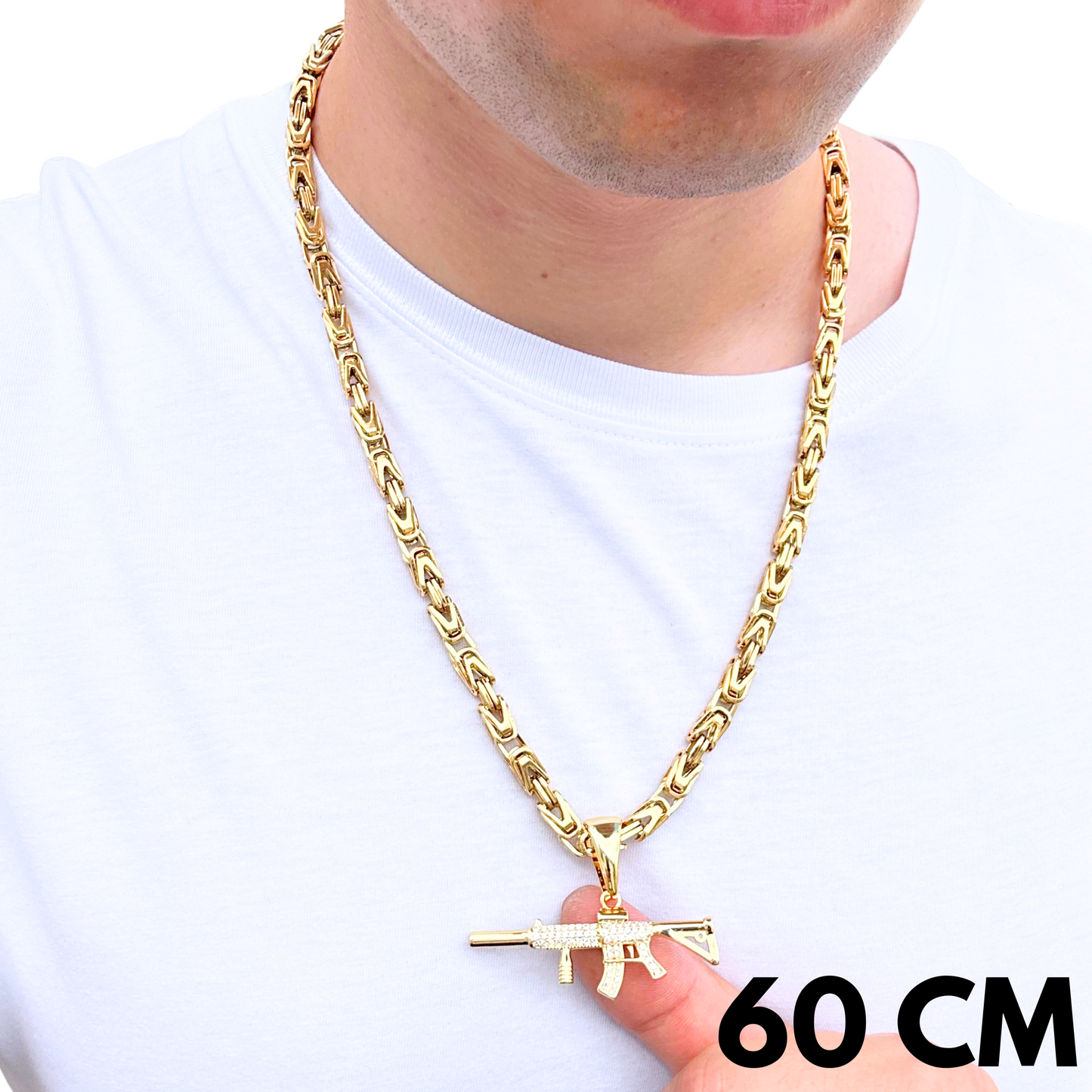 SET - Gold Imperial Chain 6mm + M4 Pendant Gold