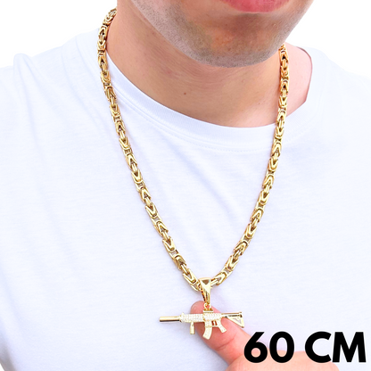 SET - Gold Imperial Chain 6mm + M4 Pendant Gold