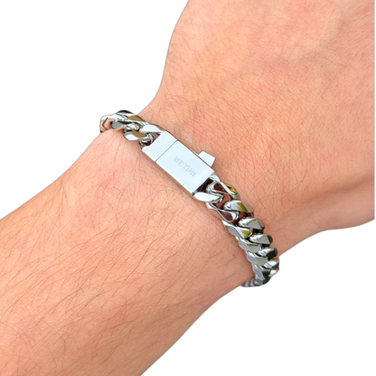 White Gold Cuban Bracelet - 10mm