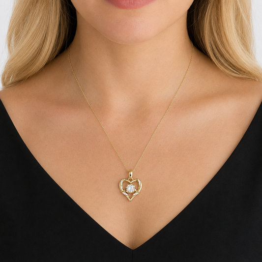 Naszyjnik Linea Heart z Moissanitem 1 karat S925 Złoty Damski