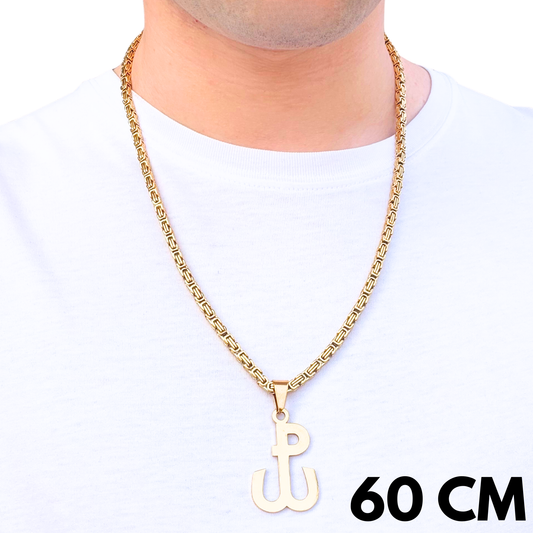 SET - Gold Royal Chain 4mm + Fighting Poland Pendant Gold