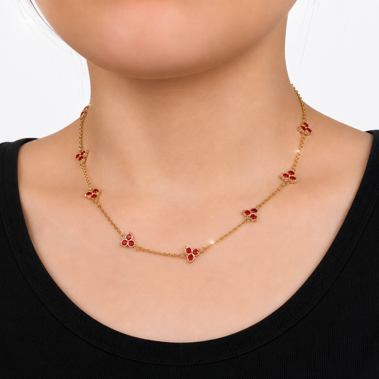 Red Clover Gold Necklace for Women