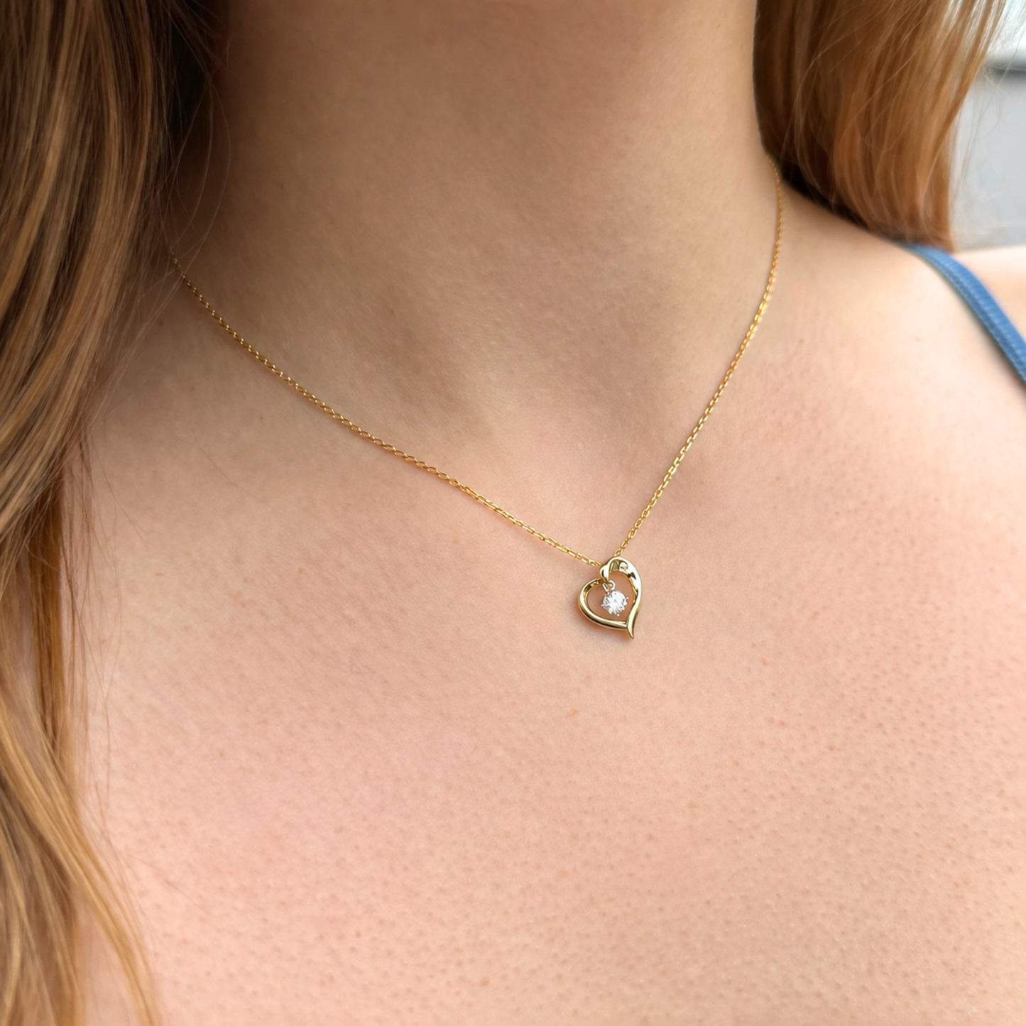 Women's Gold S925 Moissanite Heart Necklace
