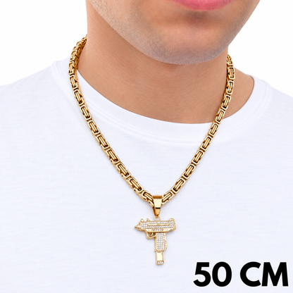 SET - Gold Royal Chain 6mm + UZI Pendant Gold