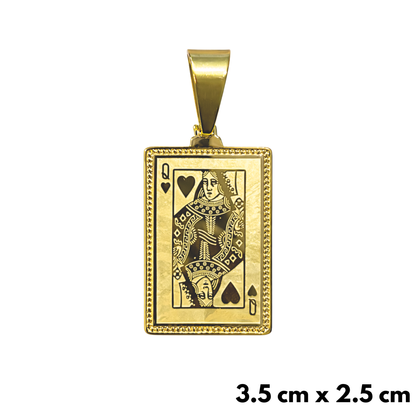 Queen Card Pendant Gold