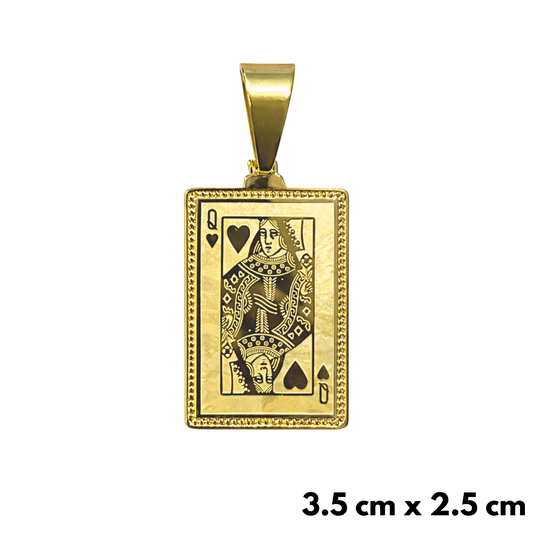 Queen Card Pendant Gold