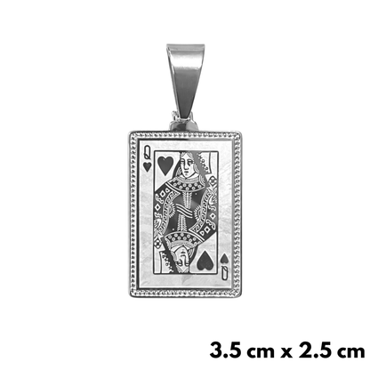Queen Card Pendant White Gold
