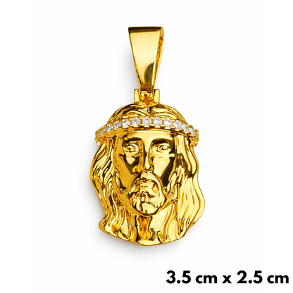 Jesus Diamond Crown Pendant Gold