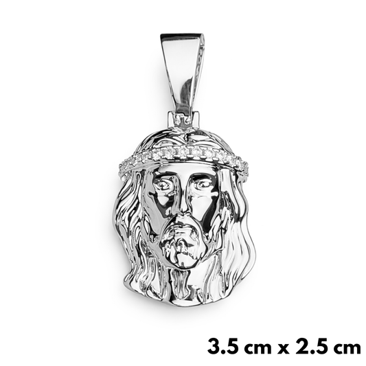 Jesus Diamond Crown Pendant White Gold