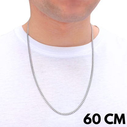 White Gold Cuban Chain - 3mm