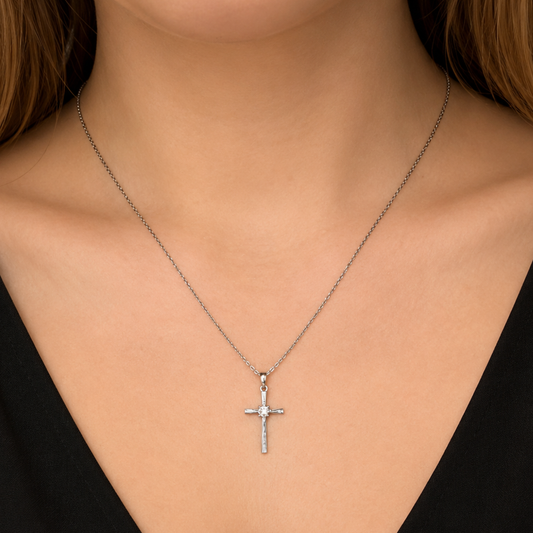 Women's S925 Moissanite Luna Cross Necklace - 0.30ct