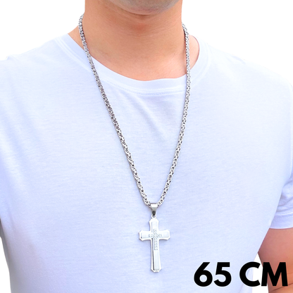 SET - Royal Chain 4mm + Royal Cross Pendant White Gold