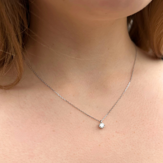 Women's White Gold S925 Moissanite Crystal Necklace - 0.5ct