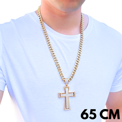 SET - Gold Cuban Chain 10mm + Imperial Cross Pendant Gold