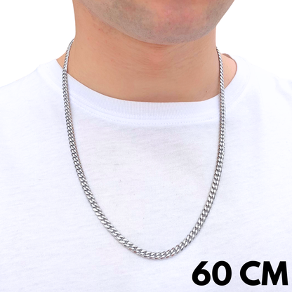 White Gold Cuban Chain - 5mm