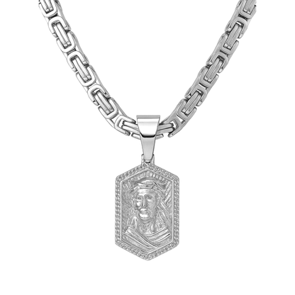 Jesus Medal Pendant White Gold