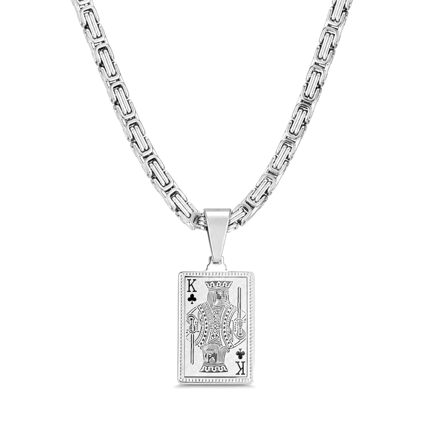 King Card Pendant White Gold