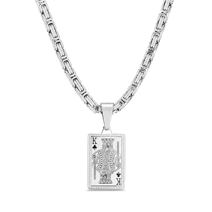 King Card Pendant White Gold