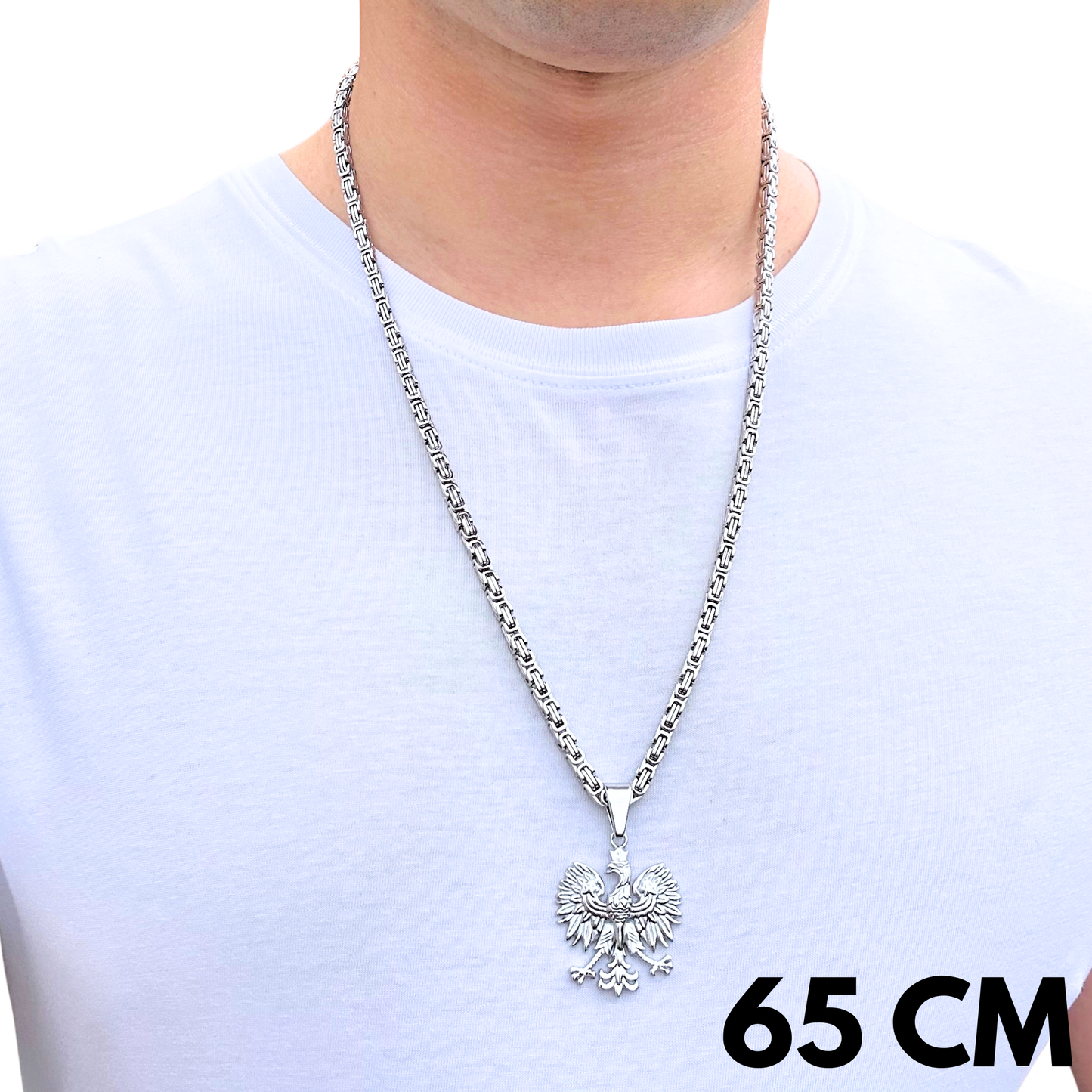 SET - White Gold Royal Chain 4mm + Eagle Pendant White Gold
