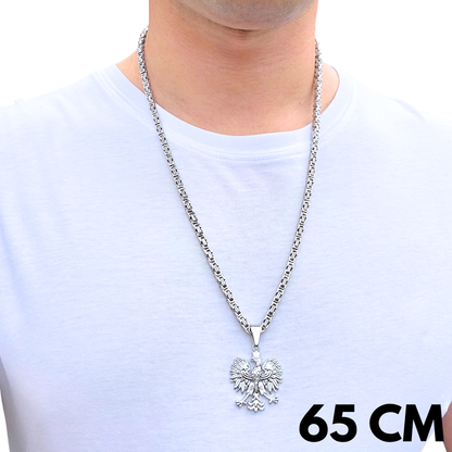 SET - White Gold Royal Chain 4mm + Eagle Pendant White Gold