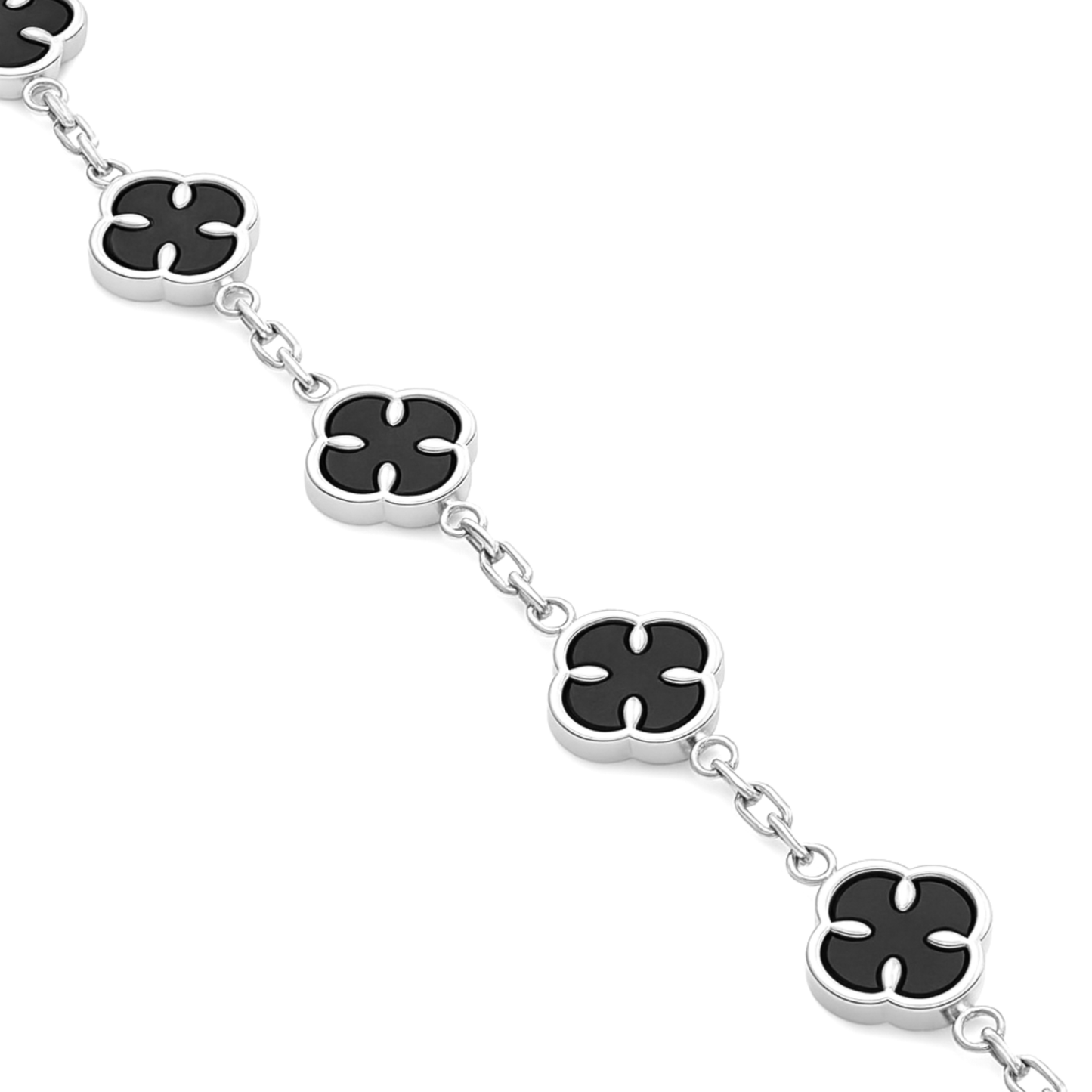 Women's Black Clover Bracelet with Onyx