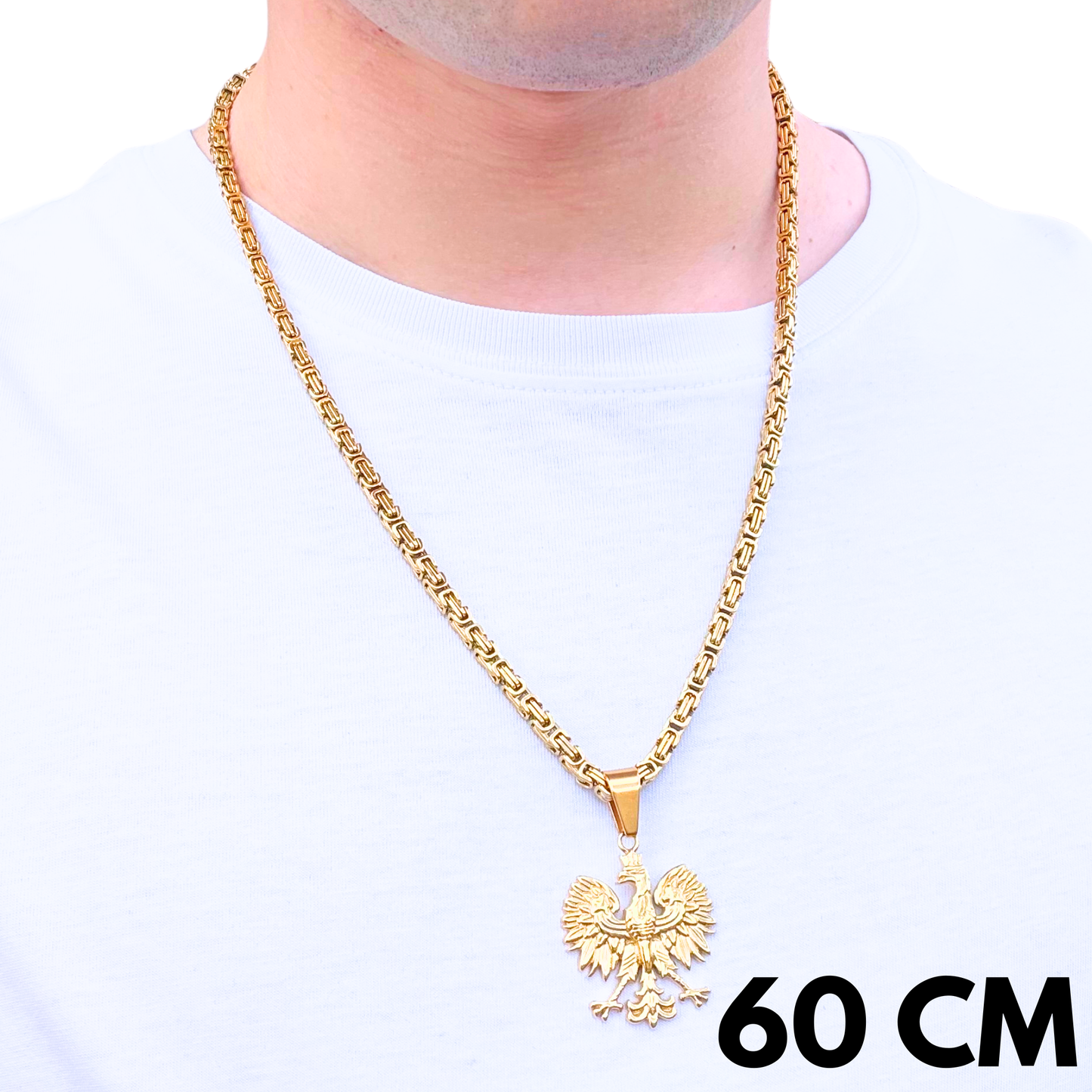 SET - Gold Royal Chain 4mm + Eagle Pendant Gold